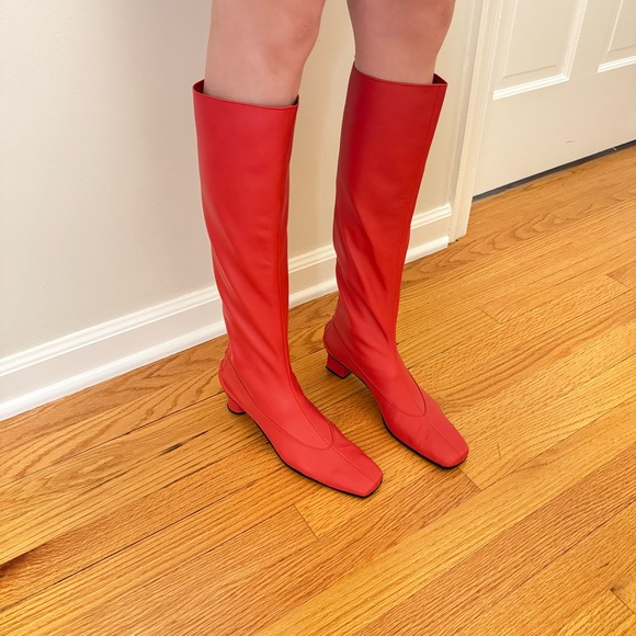 Red Knee High Dubie Boots - Picture 1 of 4